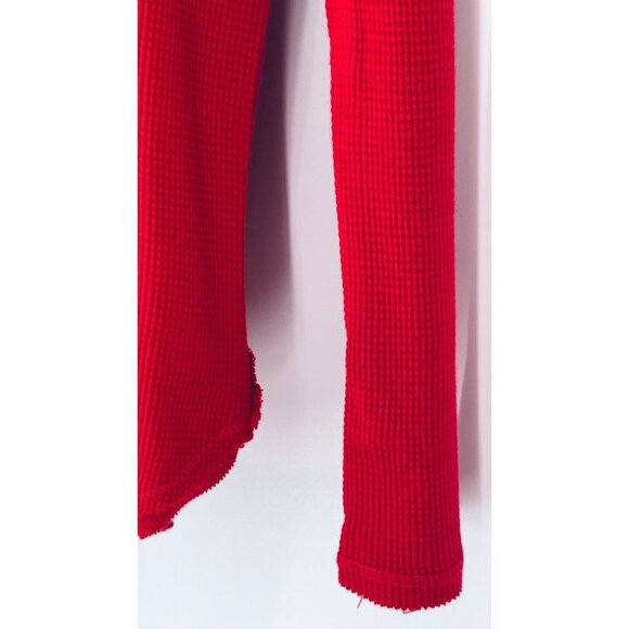 Michael Stars Waffle Knit T Shirt  Long Sleeve V Neck Reverse Seam - Picture 14 of 16